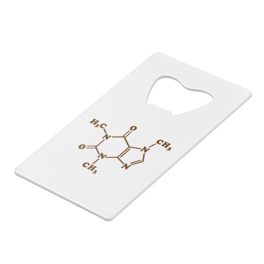 Caffeine Coffee Molecular Chemical Formule Creditkaart Flessenopener (Voorkant Gekanteld)