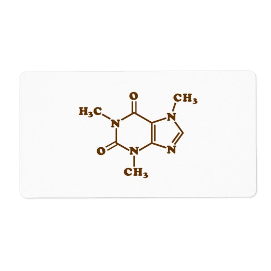 Caffeine Coffee Molecular Chemical Formule Etiket (Voorkant)
