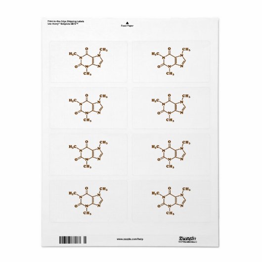 Caffeine Coffee Molecular Chemical Formule Etiket (Full Sheet)