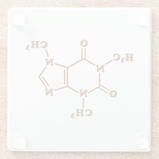 Caffeine Coffee Molecular Chemical Formule Glazen Onderzetter (Achterkant)