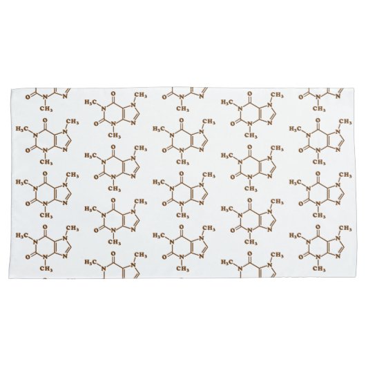Caffeine Coffee Molecular Chemical Formule Kussensloop (Voorkant-Rechts)