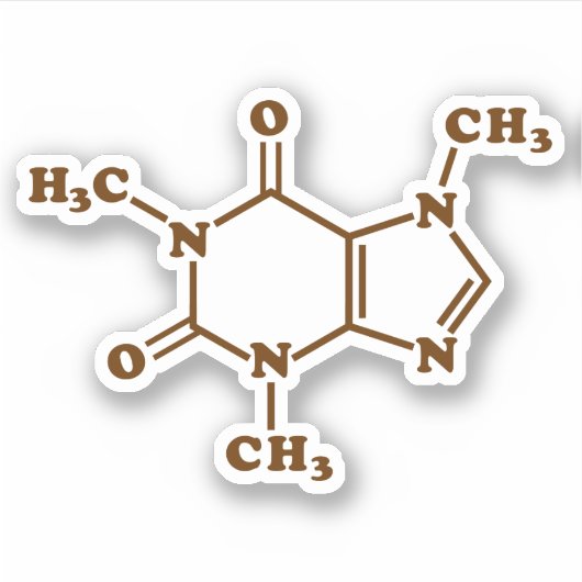Caffeine Coffee Molecular Chemical Formule Sticker (Voorkant)