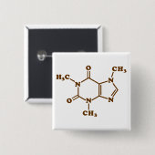 Caffeine Coffee Molecular Chemical Formule Vierkante Button 5,1 Cm (Voorkant /achterkant)