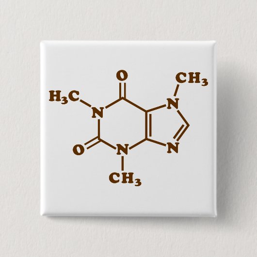 Caffeine Coffee Molecular Chemical Formule Vierkante Button 5,1 Cm (Voorkant)