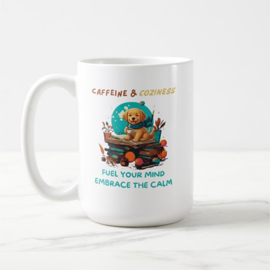 Caffeine & Coziness Golden Retriever Book Koffiemok (Links)