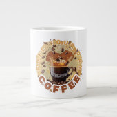Caffeïne eerst – Grappige koffiemok voor koffielie Grote Koffiekop (Voorkant)