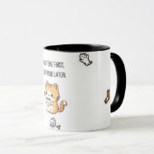 Caffeïne eerst, kat-achtigheid later | Grappige ka Mok (Voorkant rechts)