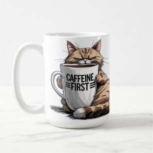 Caffeïne eerst koffiemok voor kat- en koffieliefhe