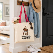Caffeïne eerst, mensen later Introvert Boodschappe Tote Bag