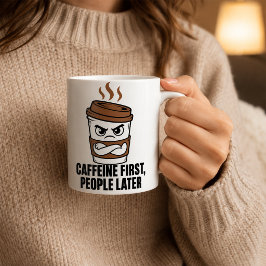 Caffeïne eerst, mensen later Introvert Mok