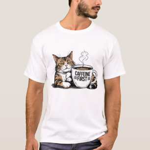 Caffeïne Eerst T-Shirt voor koffieliefhebbers met