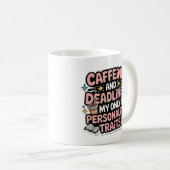 Caffeïne en Deadlines Kawaii Studenten Uitgeput Koffiemok (Voorkant rechts)