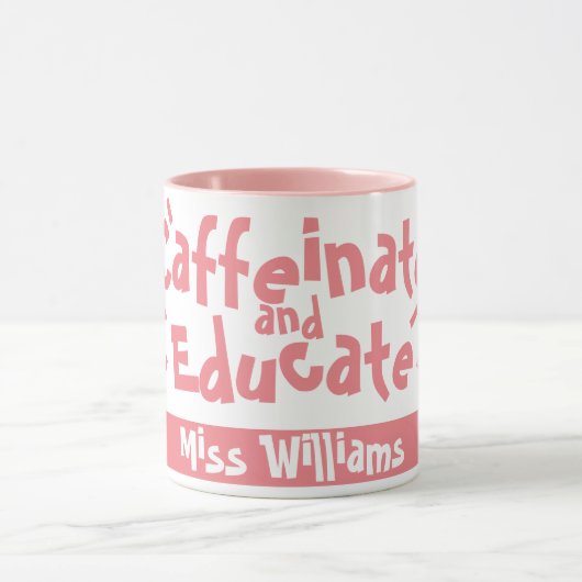 Caffeïne en Educatie Grappige Spreuk Leraar Naam Mok (Midden)