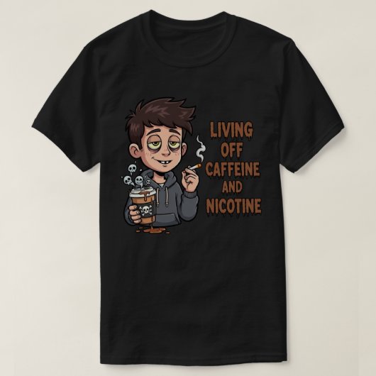 Caffeïne en Nicotine Donkere T-shirt (Design voorkant)