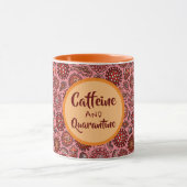 Caffeine en Quarantaine Cartoon Virus Red & Oranje Mok (Midden)