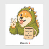 Caffeïne En Sarcasme Hond Sticker (Vel)