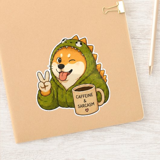 Caffeïne En Sarcasme Hond Sticker (Notitieboek)