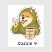 Caffeïne En Sarcasme Hond Sticker (Vel)