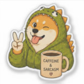 Caffeïne En Sarcasme Hond Sticker (Voorkant)