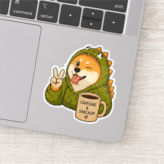 Caffeïne En Sarcasme Hond Sticker (Detail)
