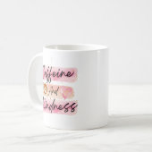 Caffeïne en Vriendelijkheid Roze Koffie Kunst Koffiemok (Voorkant links)