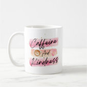Caffeïne en Vriendelijkheid Roze Koffie Kunst Koffiemok (Links)