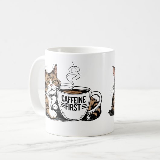 Caffeine First Coffee Mug for Grumpy Coffee Lovers Koffiemok (Voorkant links)
