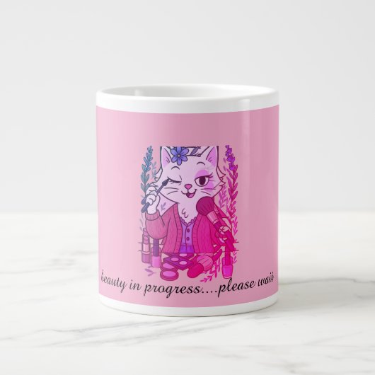 caffeine first, eyeliner second grote koffiekop (Voorkant)