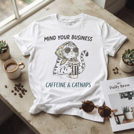 Caffeïne & Katdutten Vintage Kat Kattenliefhebber T-shirt