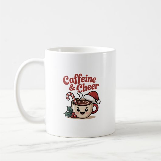 Caffeïne & Kerstmug | Grappig Kerstkado koffie Koffiemok (Links)