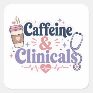 Caffeïne & Klinische Ervaringen Mooie Verpleegkund Vierkante Sticker