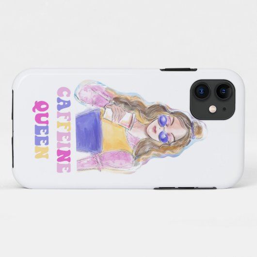 Caffeine koningin koffieover Case-Mate iPhone case (Achterkant (horizontaal))