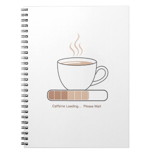 Caffeine Loading -Minimalist Funny Coffee Line Art Notitieboek (Voorkant)