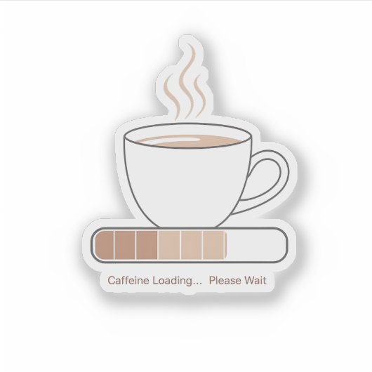 Caffeine Loading -Minimalist Funny Coffee Line Art Sticker (Voorkant)