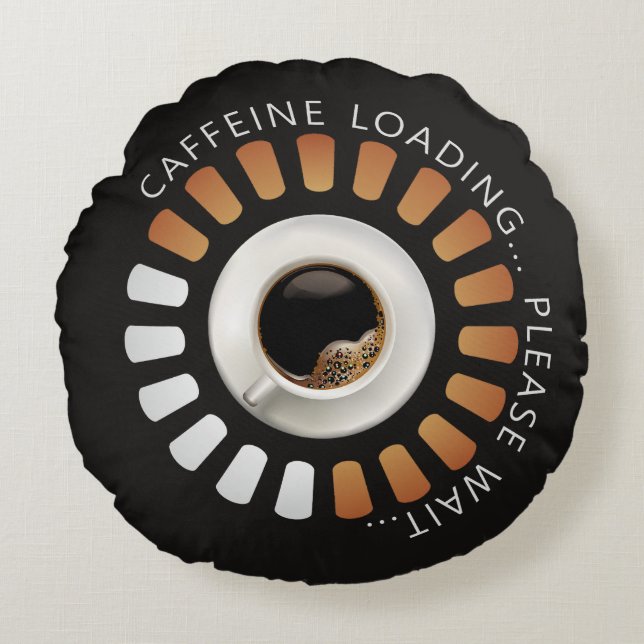 Caffeine loading rond kussen (Voorkant)