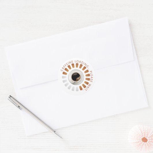 Caffeine loading ronde sticker (Envelop)