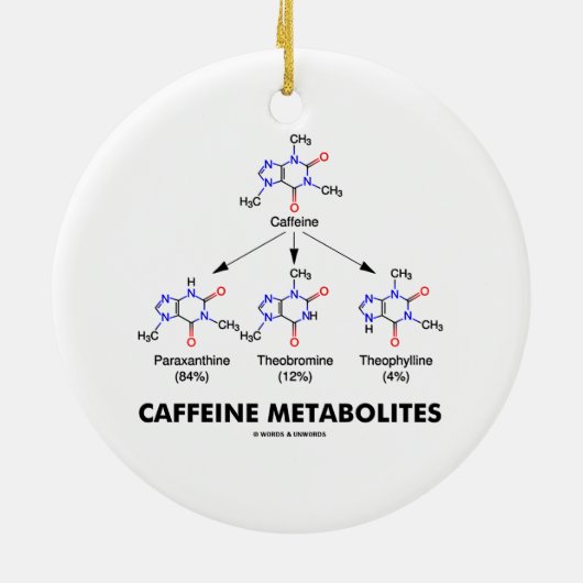 Caffeine-metabolieten (chemie van caffeine-Molecul Keramisch Ornament (Achterkant)