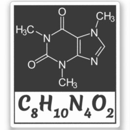 Caffeïne Moleculaire Formule - Zwarte Koffie Sticker