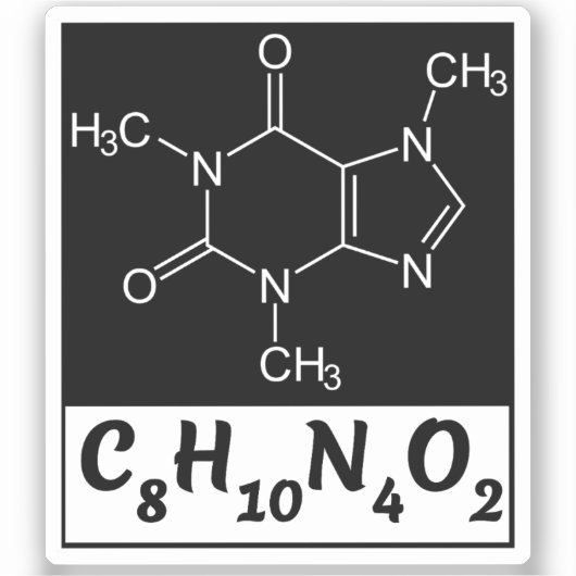 Caffeïne Moleculaire Formule - Zwarte Koffie  Sticker (Voorkant)