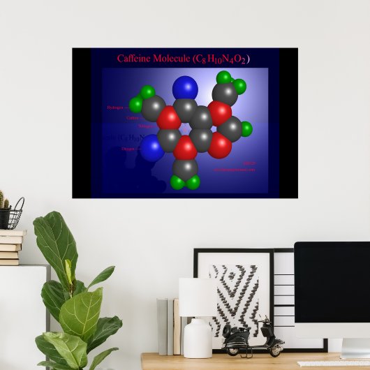 Caffeine Molecule (afdruk) Poster (Thuiskantoor)