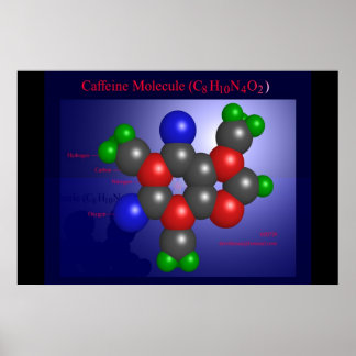 Caffeine Molecule (afdruk) Poster