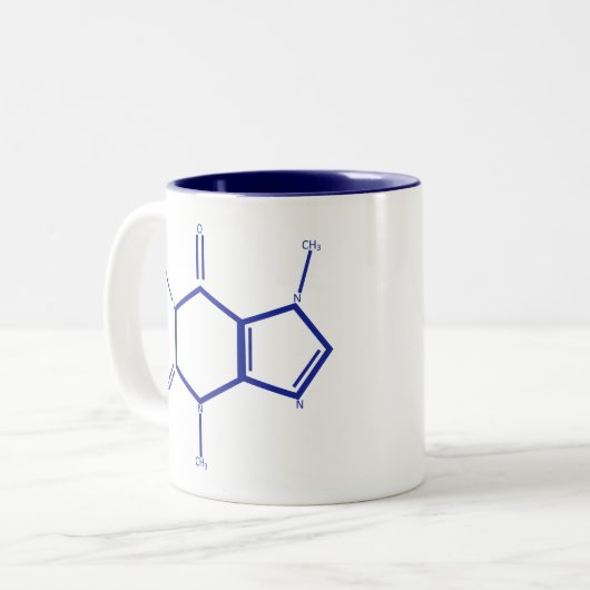 Caffeine Molecule - Blue Tweekleurige Koffiemok (Voorkant links)