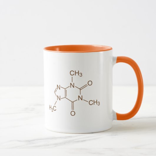Caffeine Molecule Chemical Symbol Geek Nerd Mok (Rechts)