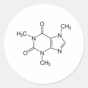 Caffeine Molecule Chemistry Coffee atomee Ronde Sticker