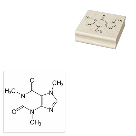 Caffeine Molecule Chemistry Coffee atomee Rubberstempel (Gestempeld)