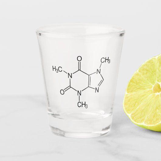 Caffeine Molecule Chemistry Coffee atomee Shot Glas (Voorkant)