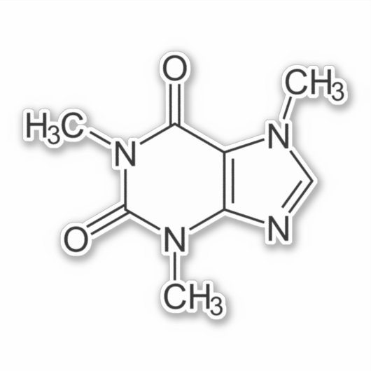 Caffeine Molecule Chemistry Coffee atomee Sticker (Voorkant)