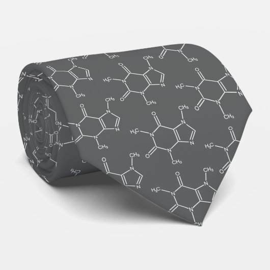 Caffeine Molecule Coffee Lovers Charcoal Grey Stropdas (Opgerold)