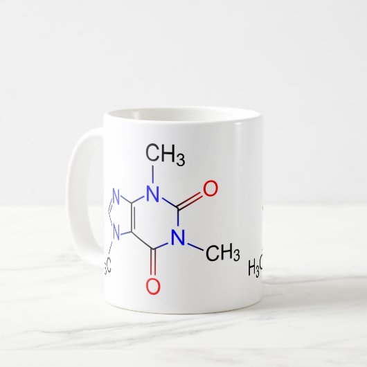 Caffeine Molecule Coffee Mok (Voorkant links)