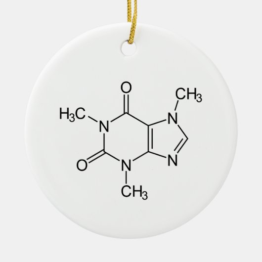 Caffeine Molecule keramisch siermiddel Ornament (Voorkant)